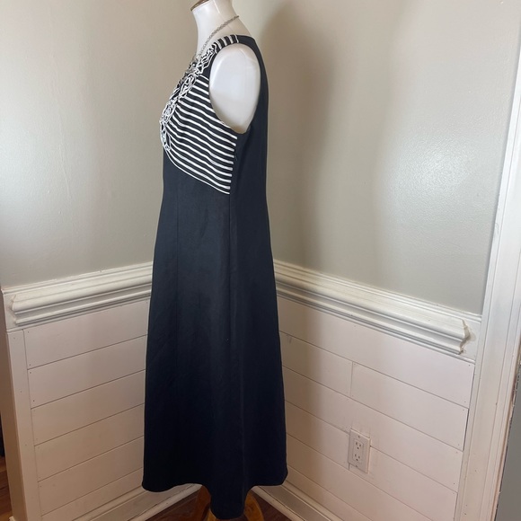 Coldwater Creek Black & White Linen Blend Dress P 12 FREE SHIP - Picture 2 of 4